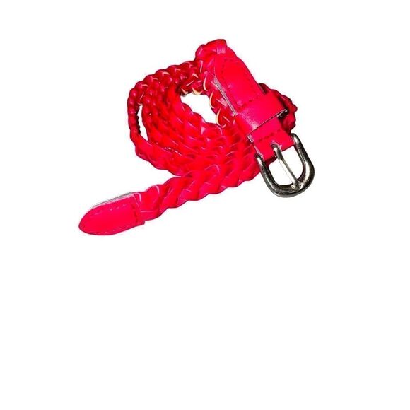 Skinny Woven Extra Long Red Belt - Picture 5 of 9